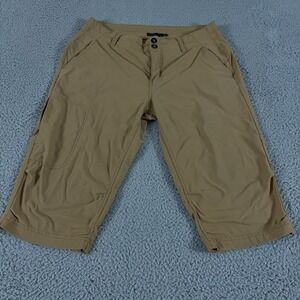 Prana Pants Womens 14 Brown Cargo Capri Cargo Alana Knicker Drawstring Hiking